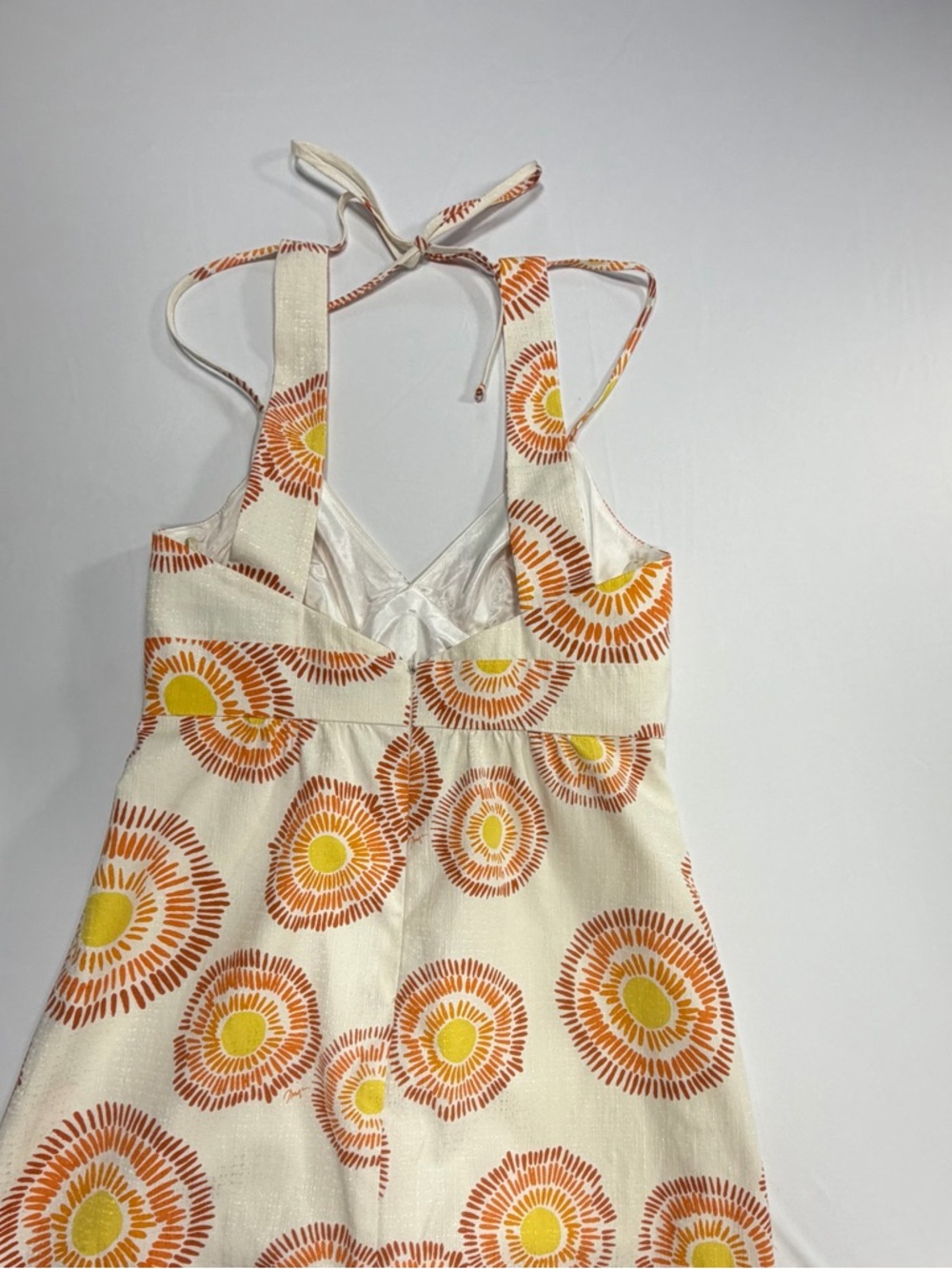 Trina Turk Mini Dress Orange Yellow Sunburst Womens Size 2 Halter Boho Beach - Picture 9 of 13